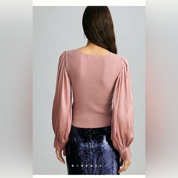 Anthropologie Twofer Faux-Wrap Sweater Size XXS Petite - Picture 4 of 5